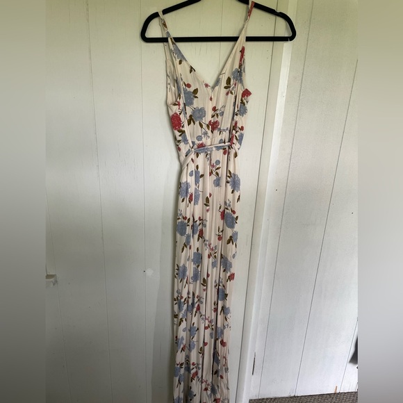 AMERICAN EAGLE FLORAL CREAM SLEEVELESS JUMP TIE WAIST ZIP UP SUIT SIZE 2 - Picture 3 of 5